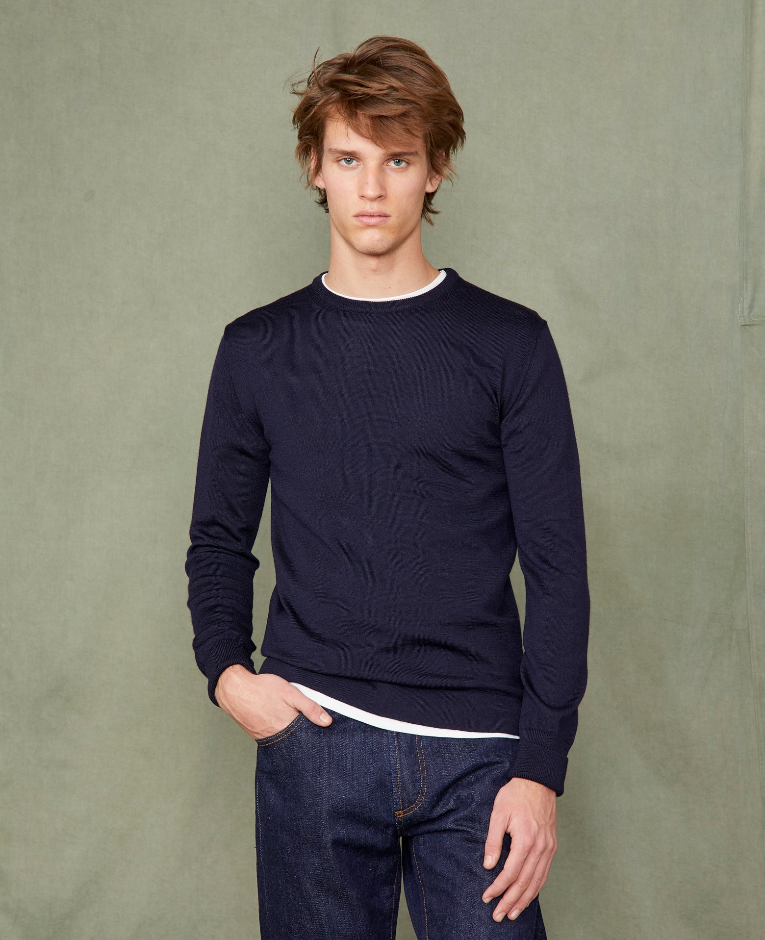 J Crew Mens Navy Blue Slim Italian newest Tollegno 1900 Merino Wool V Neck Sweater Sz L