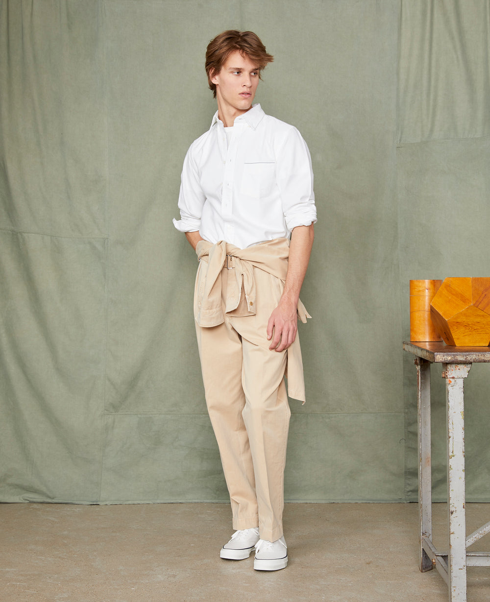 Japanese Selvedge Oxford Button Down Shirt in White
