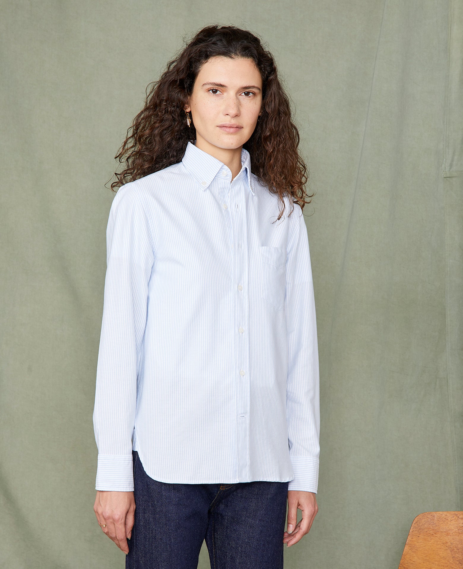 Womens oxford button down collar clearance shirts