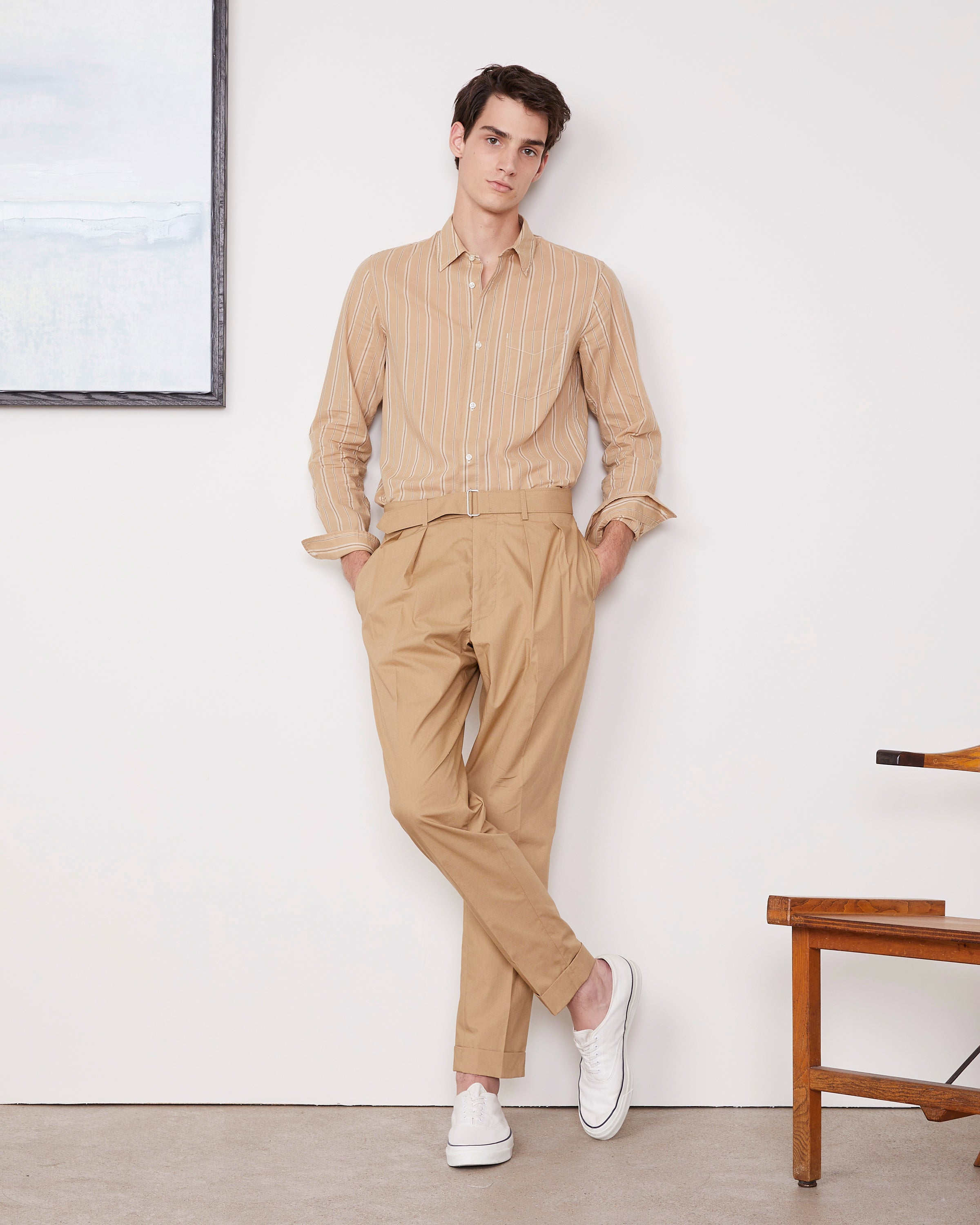 Chino beige homme look hot sale