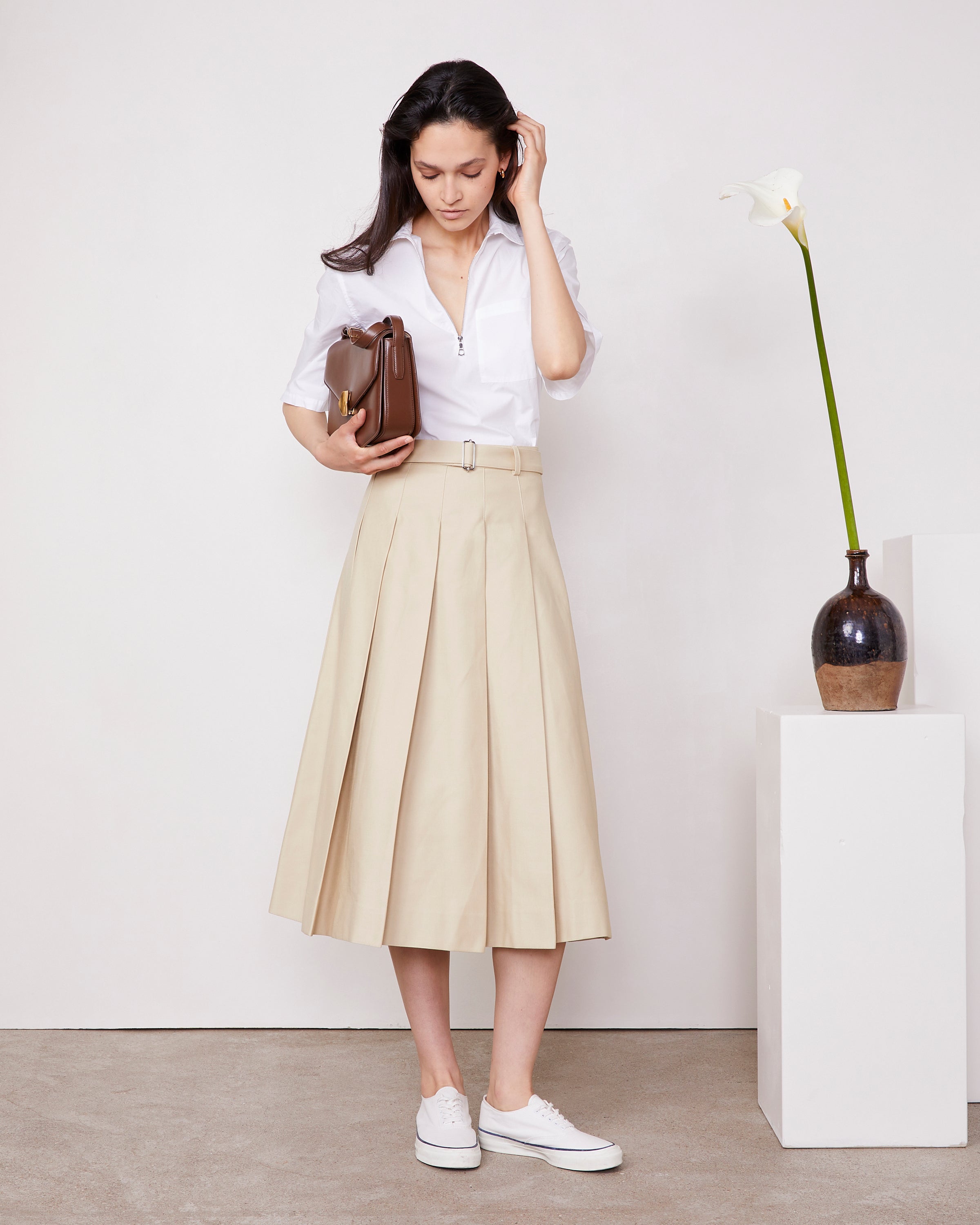スカート OFFICINE GENERALE Women Mid Skirts W24WSKT153 STONE Grey OG - Femme | Skirts – Officine Générale