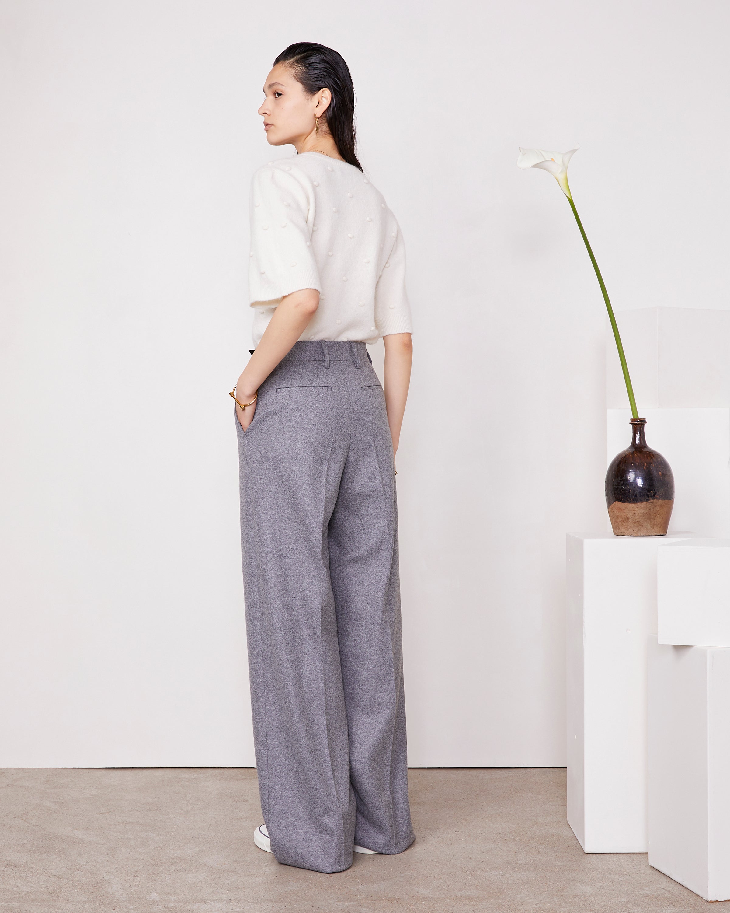 パンツ Officine Generale High-Waisted Wide Leg Pants With Double New sophie pants – Officine Générale