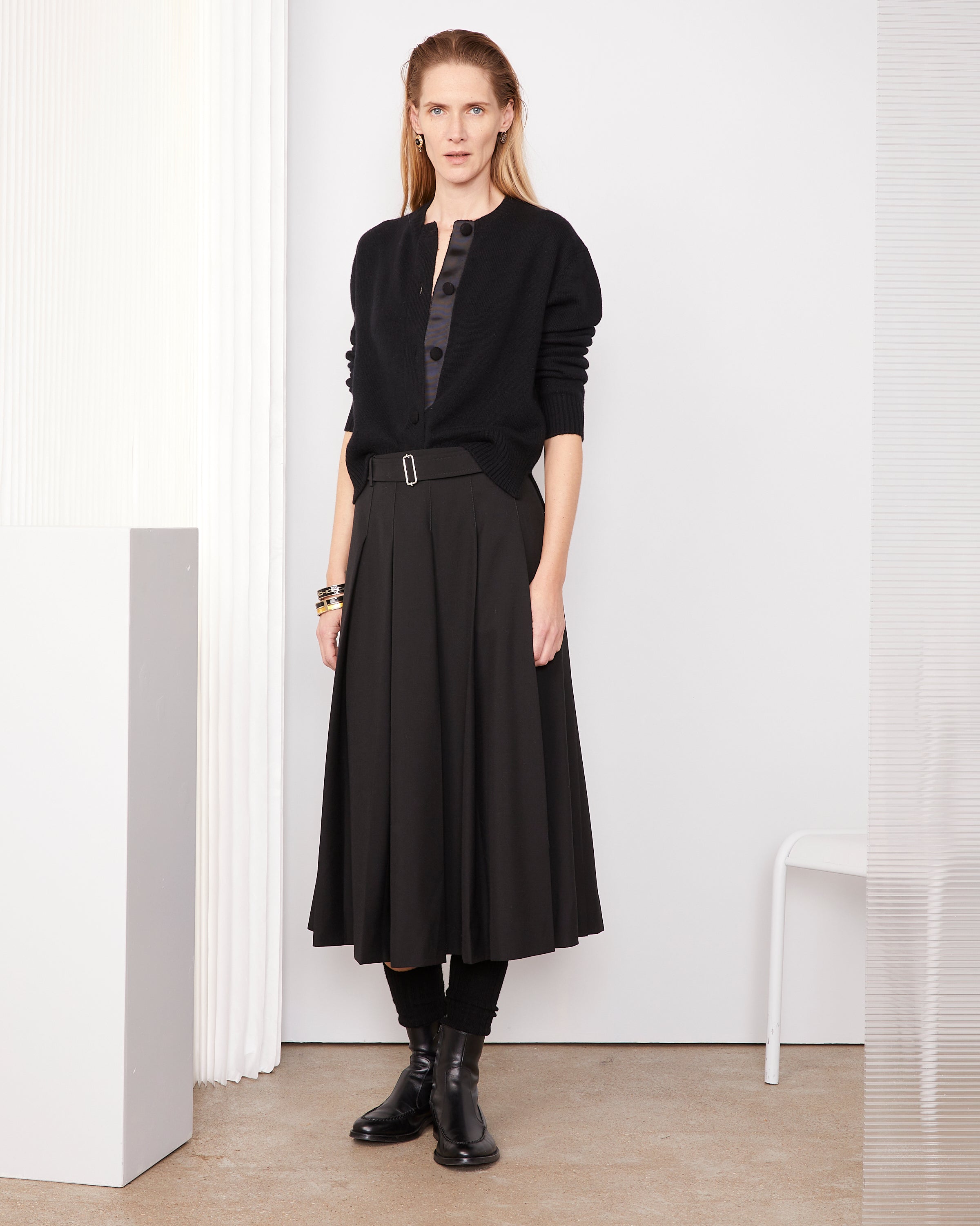 スカート OFFICINE GENERALE Women Mid Skirts W24WSKT153 STONE Grey Officine Generale Mid-length skirts for Women | Online Sale